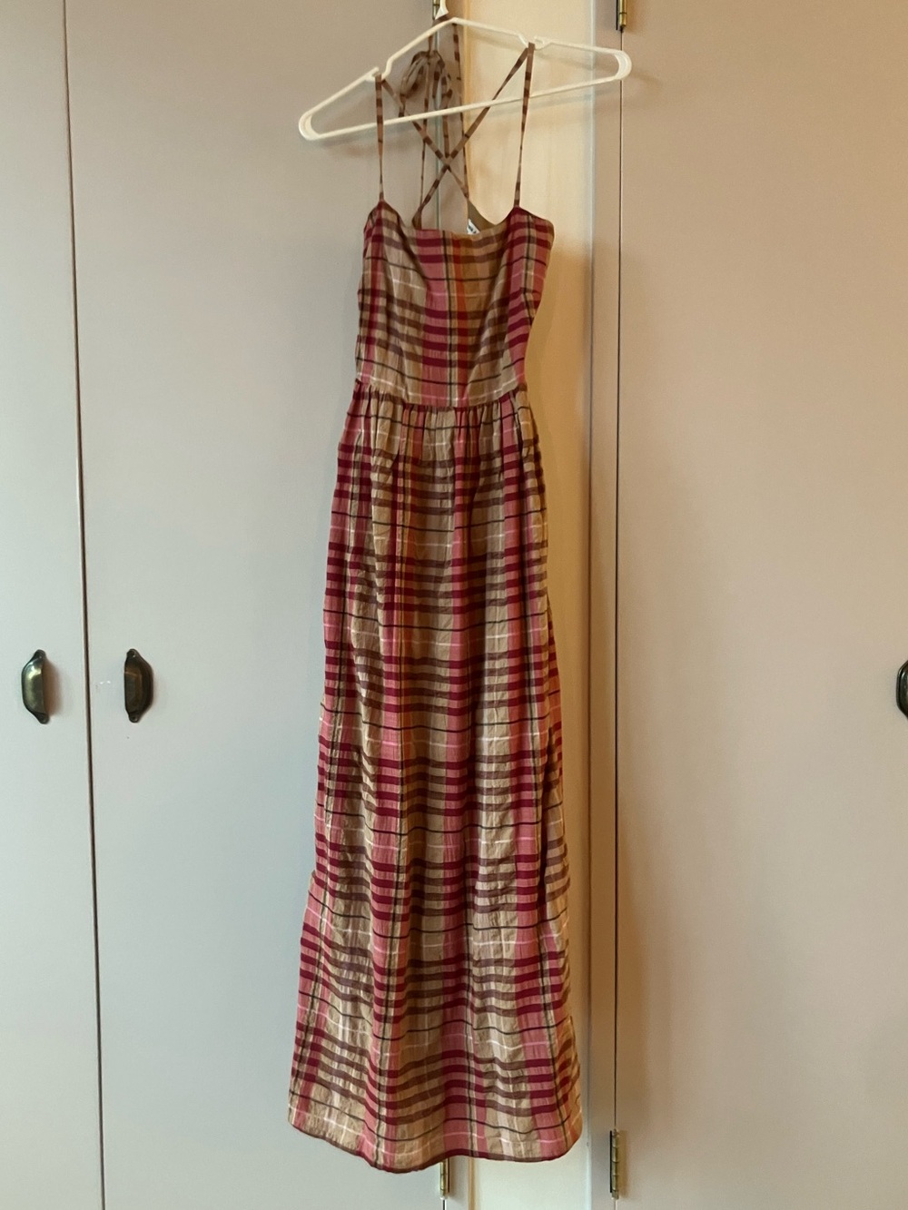 Frank & Oak Pink and Tan Plaid Maxi Dress - Picture 5 of 6